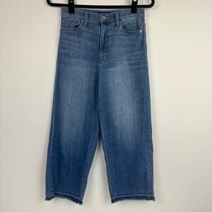 Uniqlo Womens High Rise Regular Fit Crop Wide Leg Medium Blue Denim Jeans 25